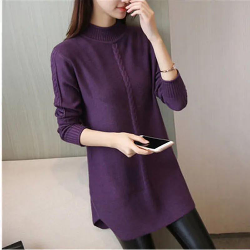 2023 Autumn Winter Long Sweater Knitwear Warm Women\'s Pullover O neck Thicken Plus velvet Female Soft Knit Sweater Femme Top