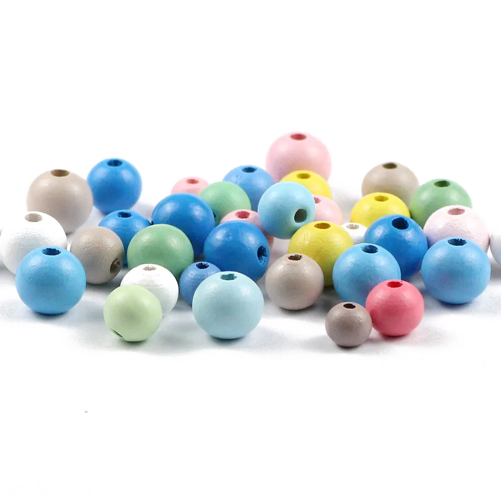 50~200pcs Wooden Beads Color 8/10/12mm Round Ball Spacer Beading Natural Wood Beads For Jewelry Making DIY Bracelet Finding