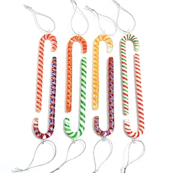 Hanging handmade glass Christmas candy cane pendant colorful cute walking stick ornaments gifts Christmas tree decor accessories