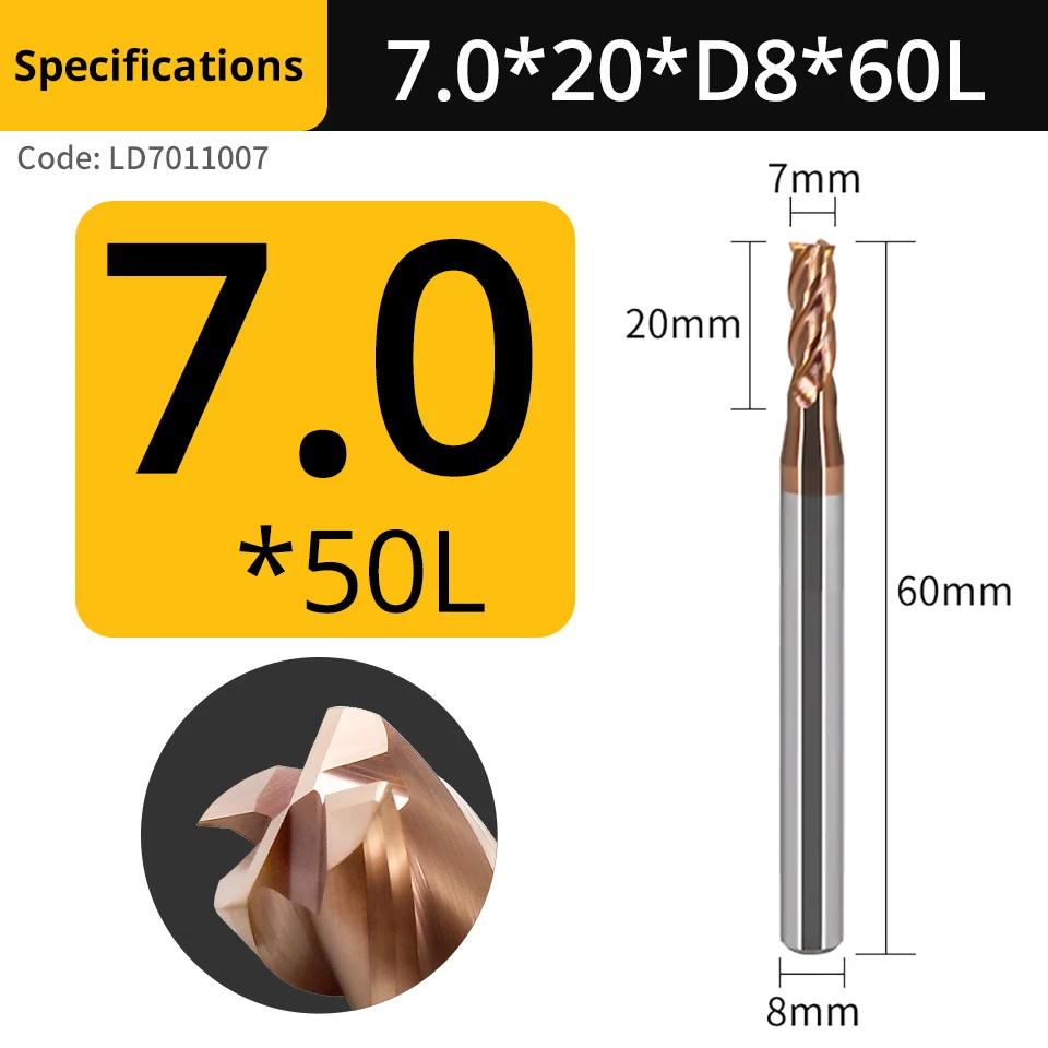 VACK HRC55 Carbide End Mill 4 Flutes Milling Cutter Alloy Coating Tungsten Steel Cutting Tools For CNC Maching Router Bits