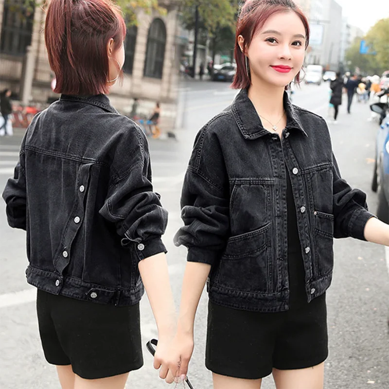 2025 Spring And Autumn New Denim Jacket Women's Jacket Short Coat Loose Little Man Beaded Jeans Outwear Female A73