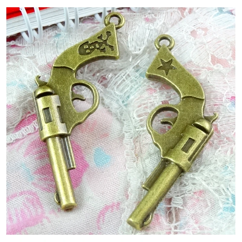 20pcs 34*22MM Antique Bronze Plated Revolver Gun Charms DIY Jewelry Pendant Fit Bracelets Necklaces Earrings Handmade Crafts