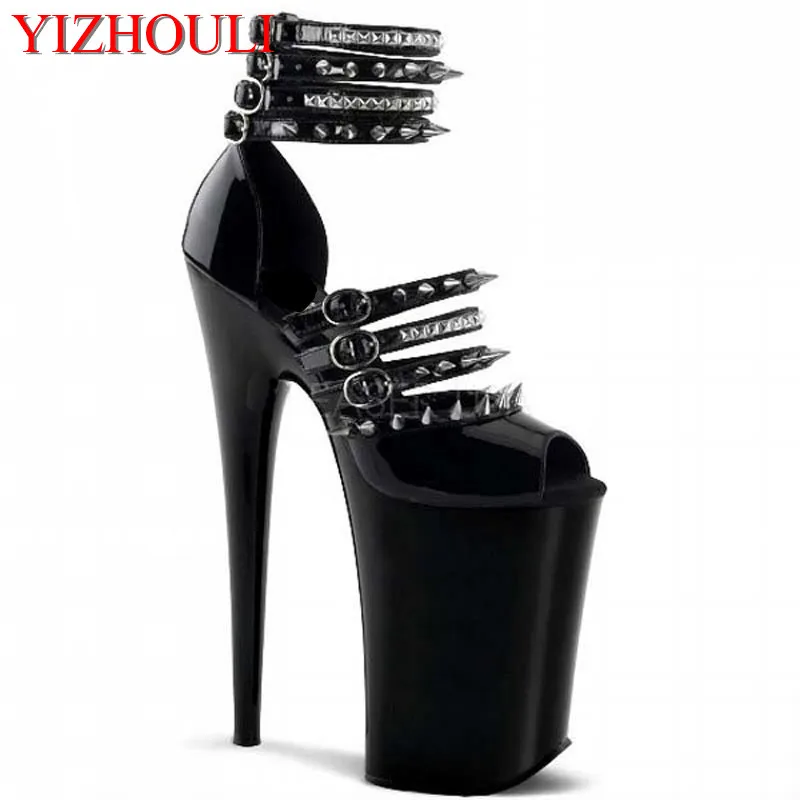 23 Cm sexy sandals, Gladiator style 9 inch High heel rivet vamp, Model nightclub Dance shoes