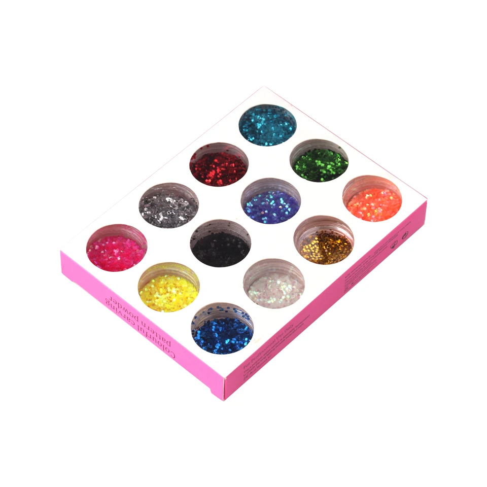 12 สี/ชุดเล็บ Art Glitter เล็บ Power Pigment Flocking Power Glitter สําหรับ DIY ตกแต่งเล็บเคล็ดลับ