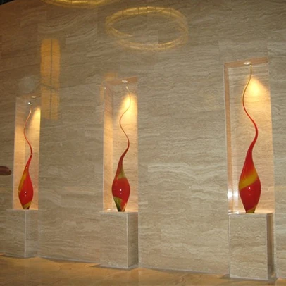 Luxury Crystal Art Craft Red Glass Floor Art Hand Blown Murano Glass Sculpture for Hotel Showroom