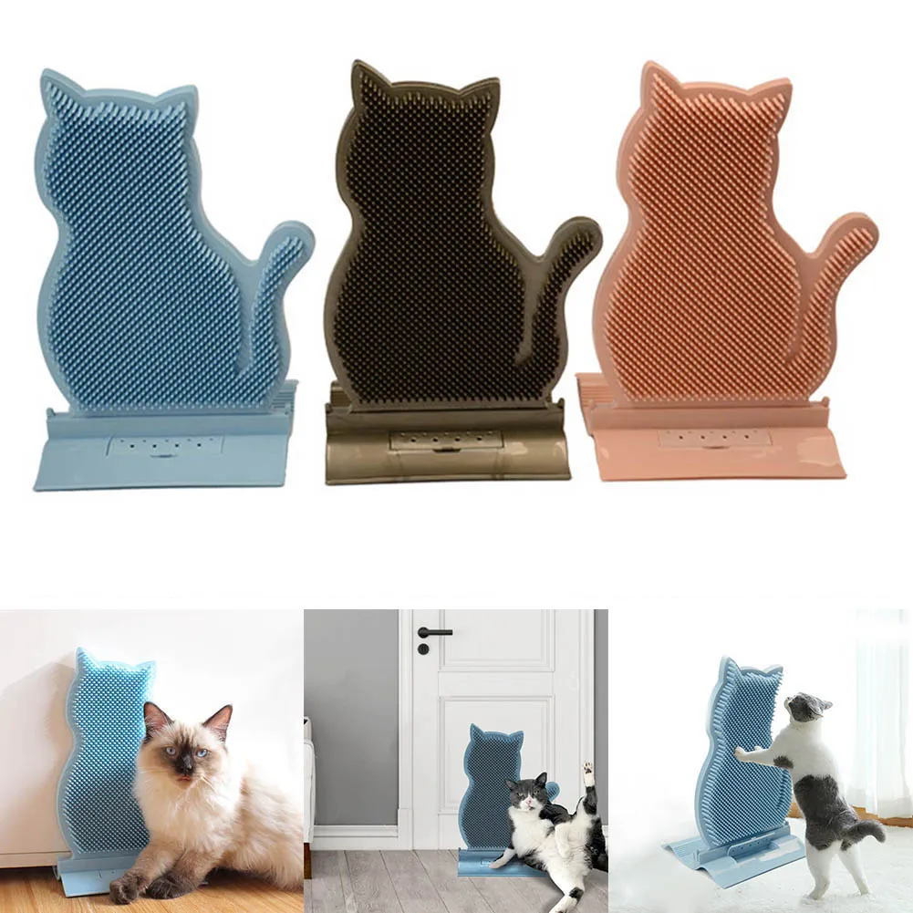 Cat Grooming Self Massage Brush Toy with Catnip Wall Corner Cat Self Groomer Shed Hair Removal Comb Cat Itching Brush Massage