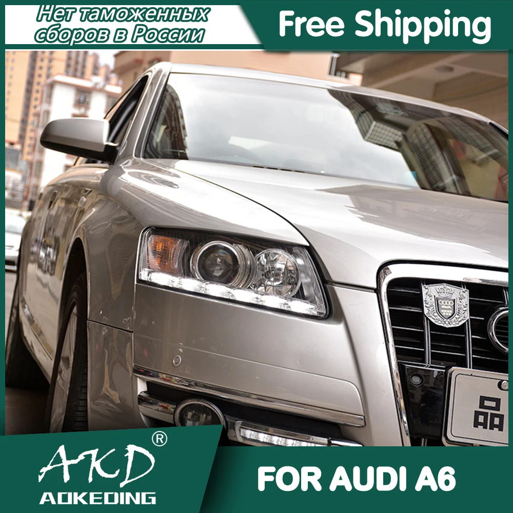 

Автомобильные фары для AUDI A6 2005-2011, фары DRL Hella, светодиодсветодиодный Биксеноновая лампа, противотуманные фары, автомобильные аксессуары A6L, фара