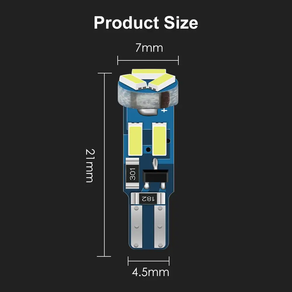 10 stücke T5 W3W W 1,2 W 27 74 86 206 7SMD 4014 Led Auto Innen Licht Auto Side Wedge LED Auto Instrument Lampe 12V Cluster Lichter