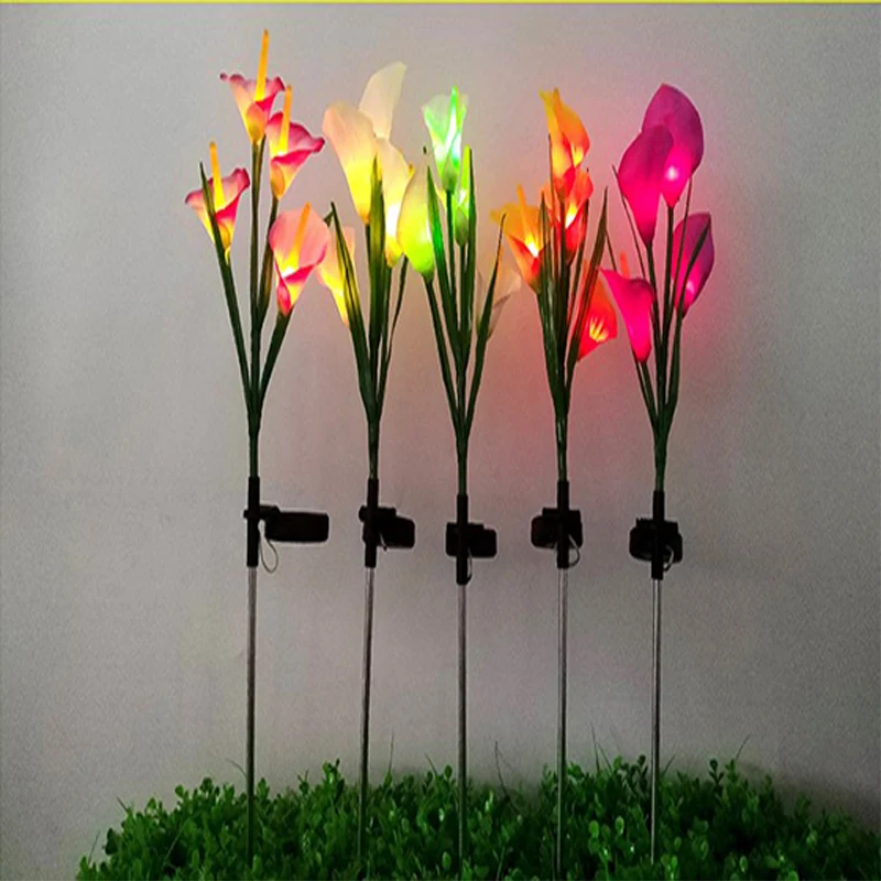 Solar Verlichting Outdoor Waterdichte Solar Lamp Calla Lelie Licht Outdoor Villa Tuin Licht 4 Calla Lelie Kleurrijke Verlichting Glow In dark