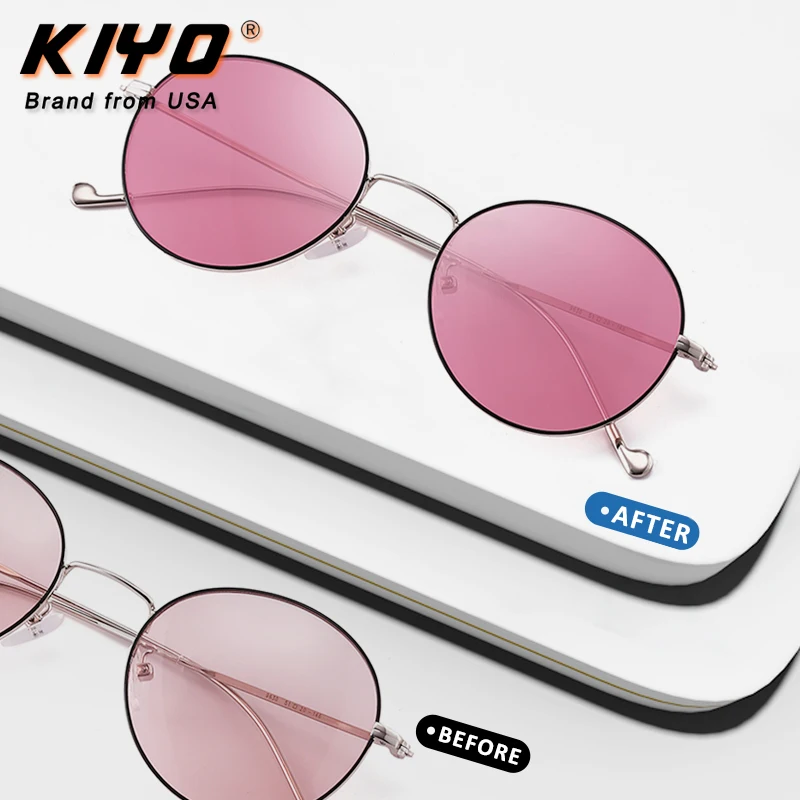 

KIYO Brand 2020 New Women Men Round Photochromic Polarized Sunglasses Metal Fashion Sun Glasses UV400 Driving Eyewear 9630