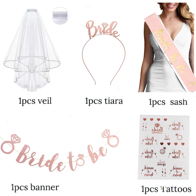 Bachelorette Party Decorations Bride To be Theme Headband Sash Tattoos Balloons for Wedding bachelorett parti Hen Party Decor