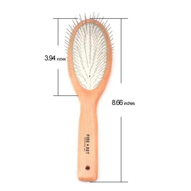 Professional Wood Oval 25mm Steel Pin Brush for Short or Long Hair Dogs and Cats, Pet Grooming Tools for Large and Small Dogs