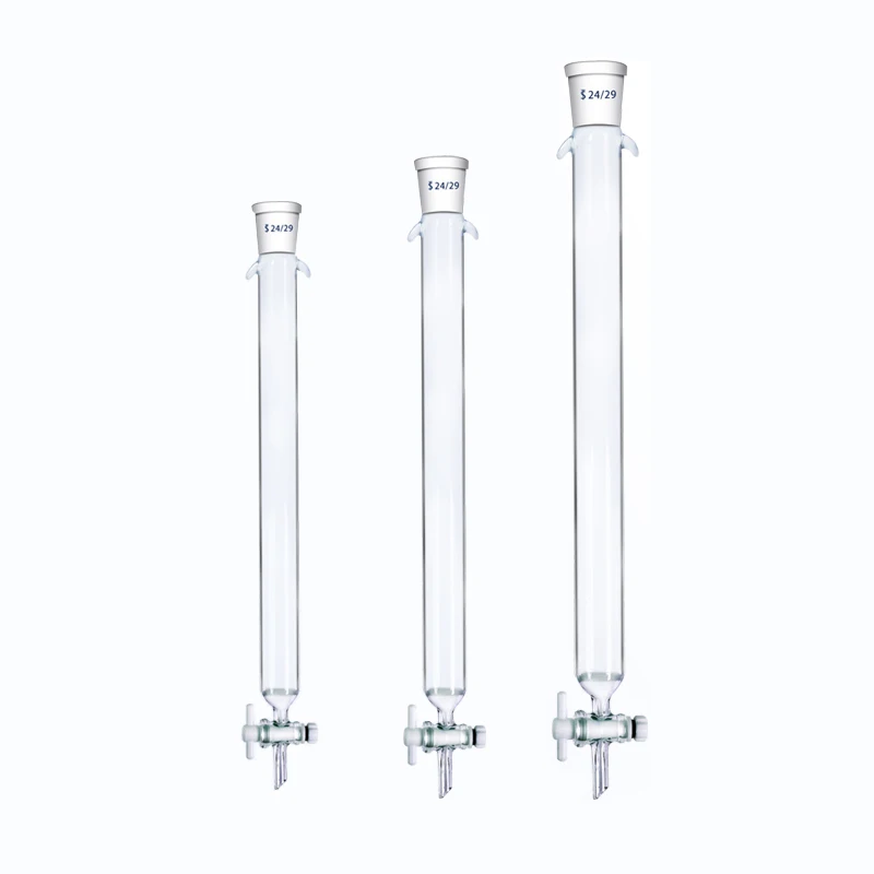 1pcs lab 24# glass sand core chromatography column with standard mouth and TPFE piston 16 22 30 40*200 300 400mm