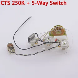 Loaded Pre-wired Electric Guitar  Wiring Harness Prewired Kit   ( 3x 250K Brass CTS Pots + 5-Way Switch )