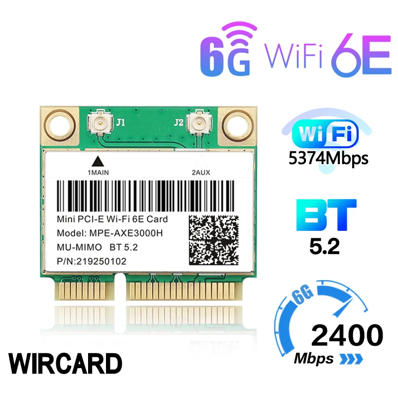 AXE3000H 5374Mbps Wifi 6E For AX210 Mini PCIE Wifi Card For BT5.2 802.11AX 2.4G/5G/6Ghz Wlan Network Card Adapter For Windows 10