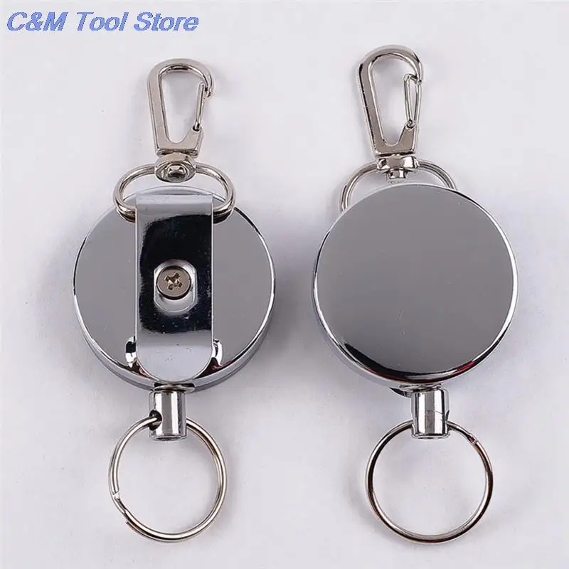 Recoil Sporty Retractable Alarm Key Ring Resilience Steel Wire Rope Elastic Auto Keychain Anti Lost Yoyo Ski Pass ID Card