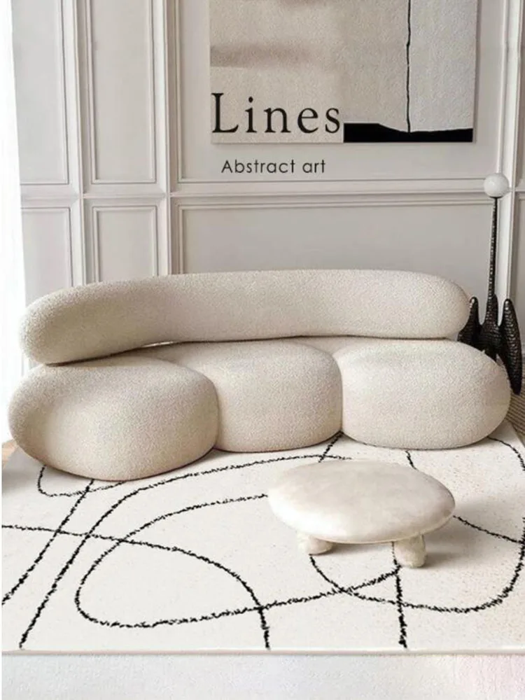 Living Room Carpet Concise Line Modern Area Rug Soft Shaggy Carpet Bedroom Coffee Table Table Floor Mat Fluffy Carpet Kid Room