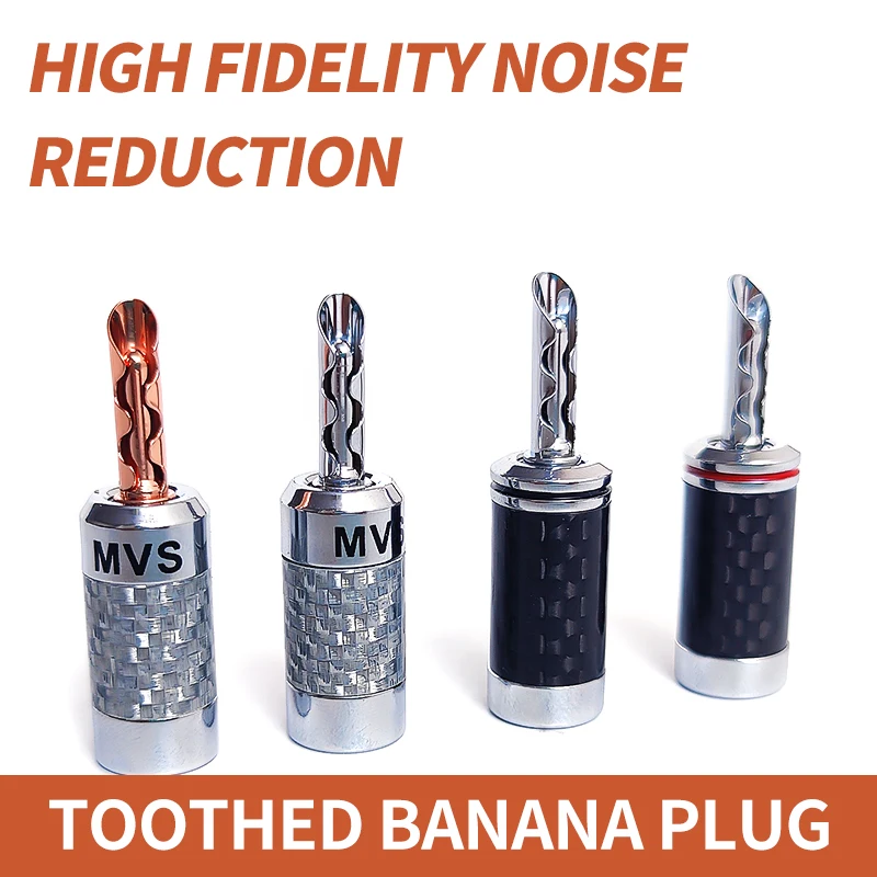 

8pcs Pure Copper Rhodium Plated Banana Plug With Teeth Hifi Audio Speaker Cable Plug Connector For Musical HiFi Audio PIN Plug