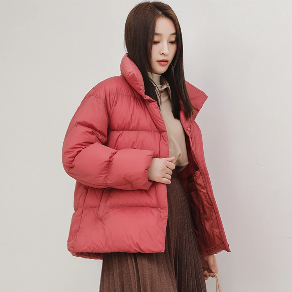 2024 Winter Duck Down Jacket Women Ultra Light Down Coat Casual Loose Stand-Up Collar Clothes Waterproof Windproof Warm Outwear