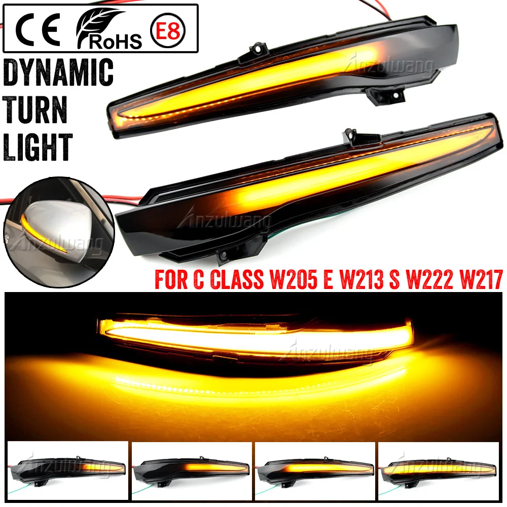 Scroll LED Dynamic Turn Signal Light For Mercedes Benz C Class W205 E W213 S W222 Side Mirror Flashing Light Repeater Blinker