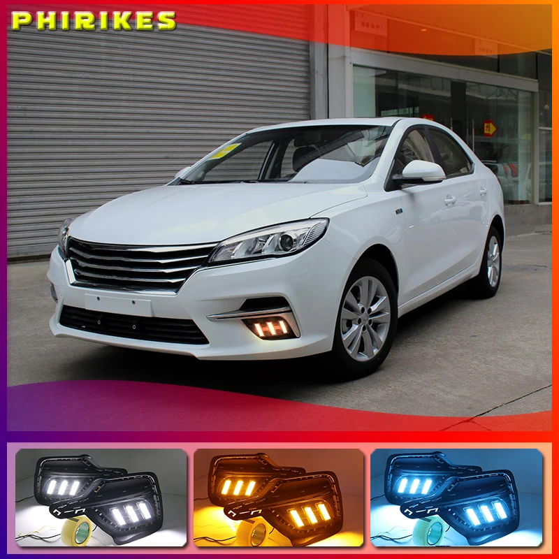 

For Roewe 360 Plus 2018 LED Daytime Running Lights DRL Fog Lamp with Yellow Turn Signal Lamp