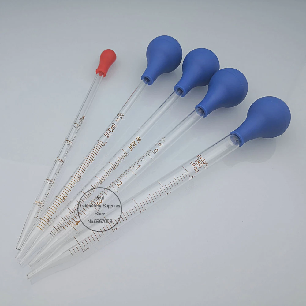 2pcs 4pcs Glass Graduated Pipette Dropper Vol. 0.5ml/1ml/2ml/3ml/5ml/10mlTransfer Pipette with Rubber head