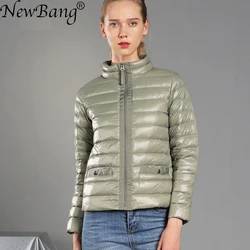 NewBang Shorts Womens Down Coat Feather Clothes Stand Collar Regular Portable Ultra Light Down Jacket Women With Carry Bag