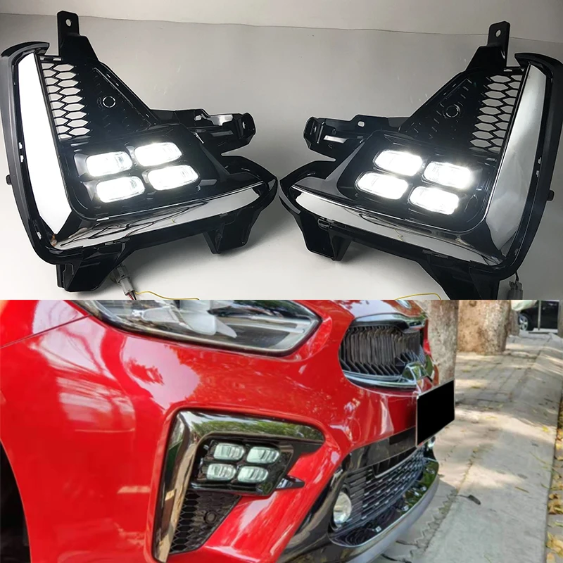 For Kia K3 Cerato 2018 2019 2020 1 Pair LED Daytime Running Light Car Flashing 12V Car DRL Fog Lamp Waterproof