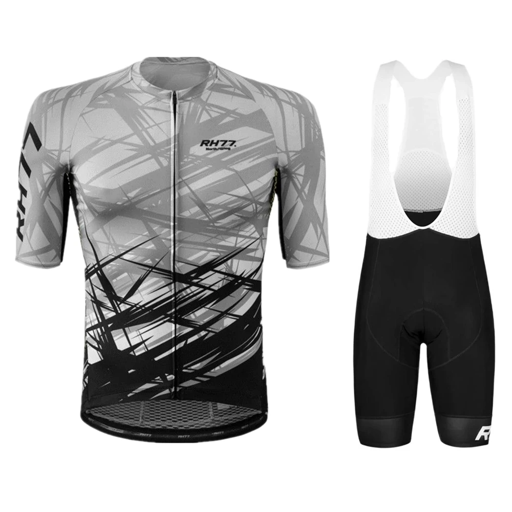 Rh77 Cycling Jersey Set Clothing Men Breathable Mtb Bicycle Short Sleeve Shirt Road Bib Shorts Kit Roupa Maillot Ciclismo Hombre