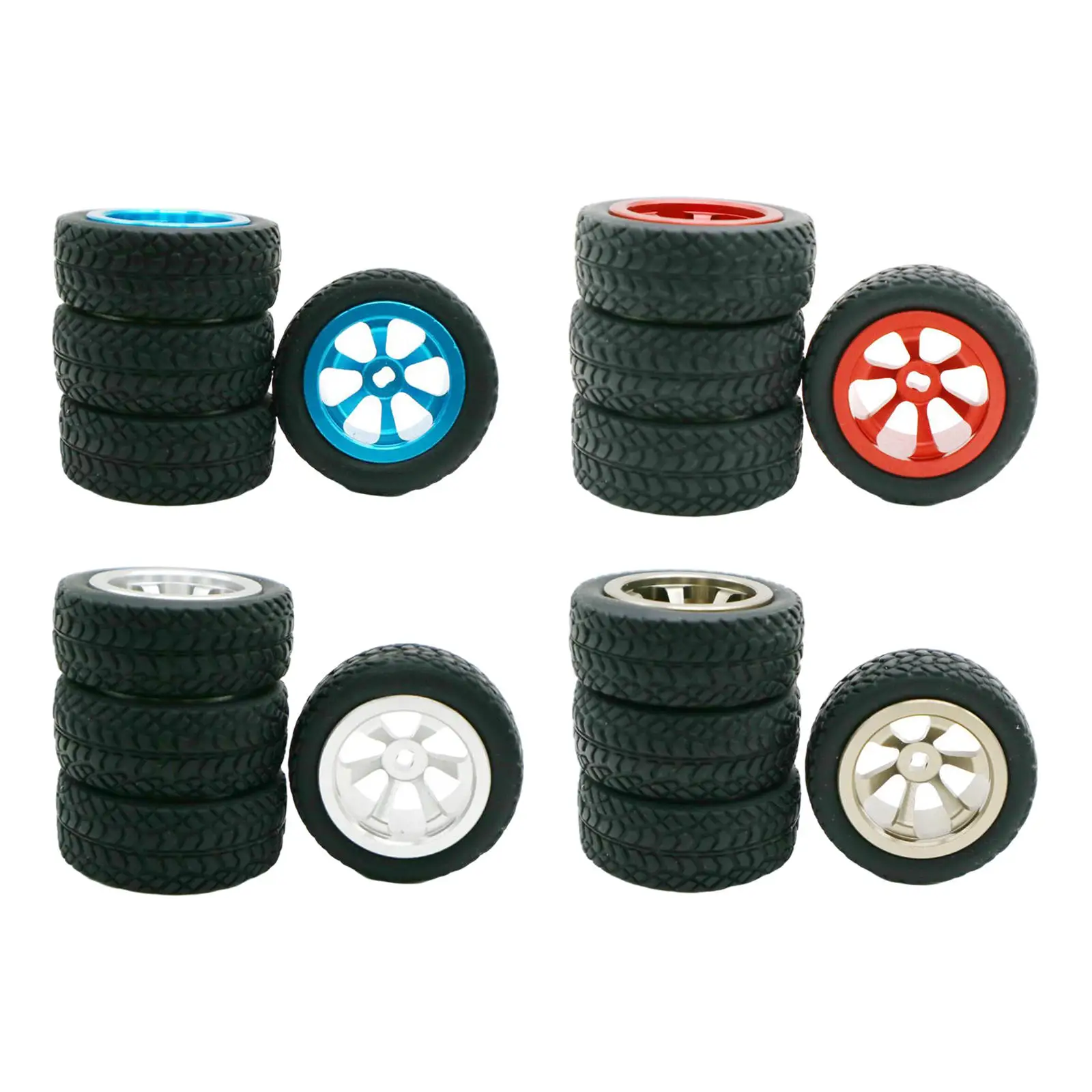 4 Pieces RC Car Rubber Tires&Wheel Rims 1.18inch for Wltoys 1/28 Scale K969 K979 K989 K999 P929 P939 284131 Model Car Parts