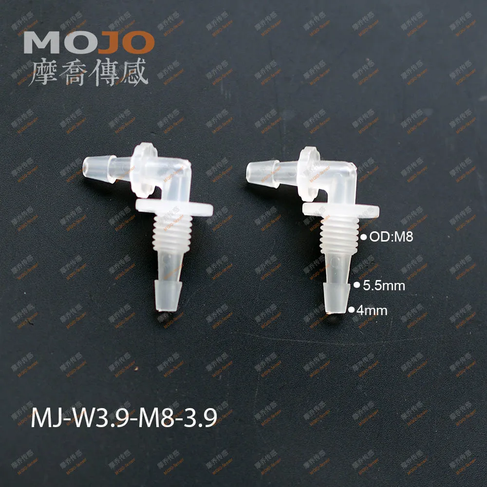 

2020 Free shipping!(50pcs)MJ-W3.9-M8-3.9 plastic material elbrow joint 3.9mm to M8 male thread water tube connector Pipe Fitting