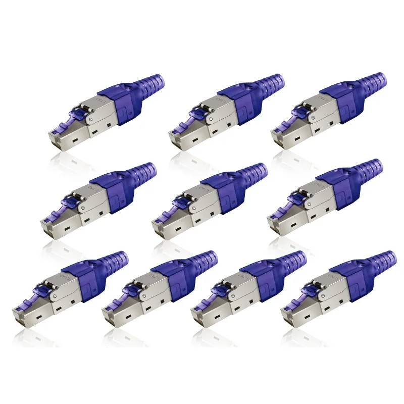 Imagem -03 - Conector Modular Rj45 Cat Cat6a Blindado sem Ferramentas Conector Cat7 Plug Cat7 22 23 24awg 10 Pcs Lot