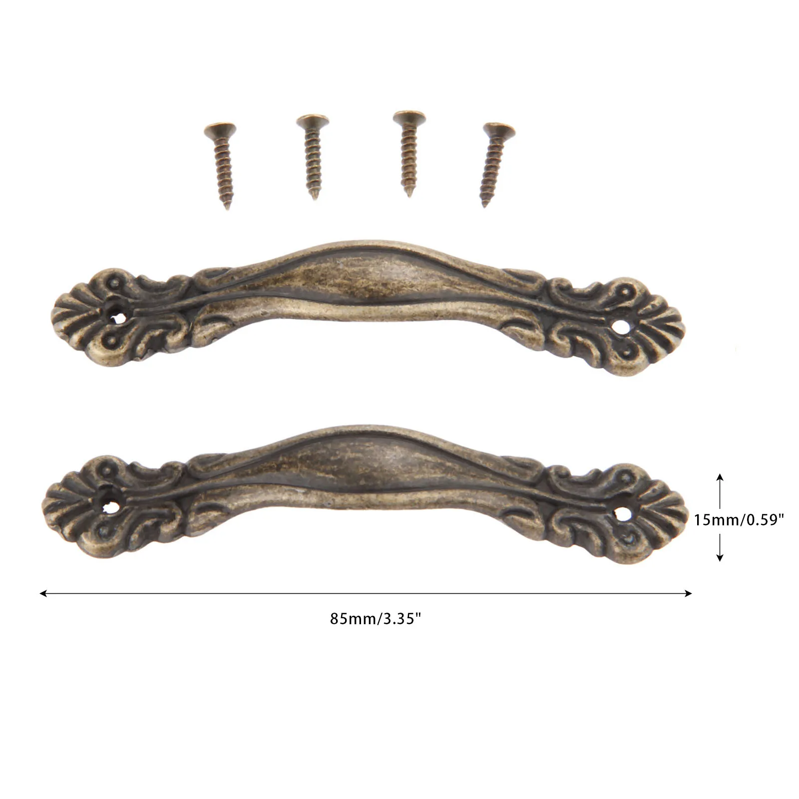 2sets Antique Bronze Handle w/screws Vintage Knob Flower Pull 85*15mm Furniture Kitchen Cabinet Drawer Zinc Alloy Old European