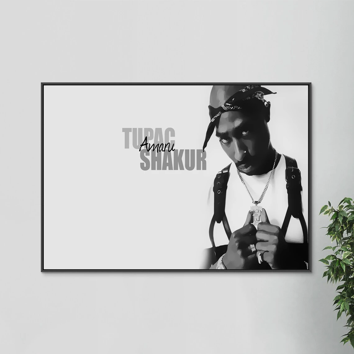 Tupac Shakur Poster Print Music Album Cover Music Singer Star Rapper Photo Canvas Poster Home Decor Wall Painting (No Frame)