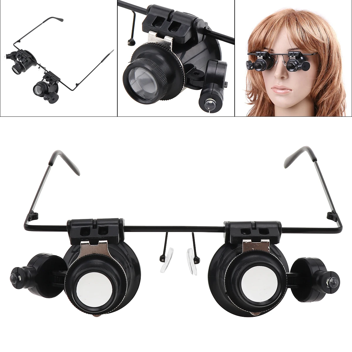 

20x Magnifying Glass with Led Lights Watch Repair Magnifier Dual/Single Eye Loupe Watch Glasses Jewelry Repair Tool Herramienta
