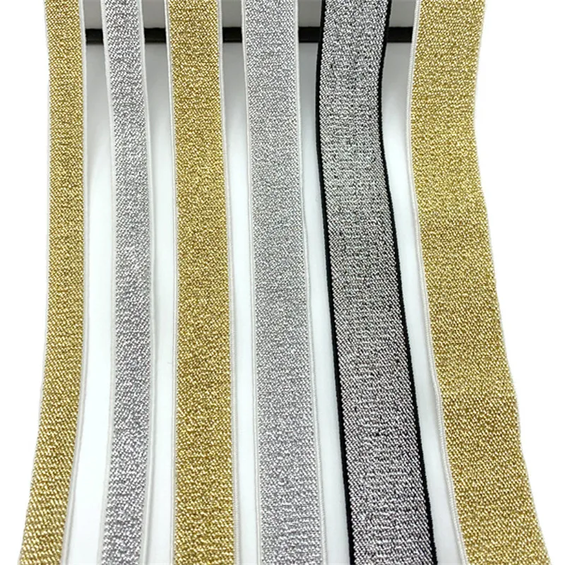 Glitter Gold Silver Elastic Bands Rubber Band Waist Band Elastic Cord Garment Trousers DIY Sewing Accessories 10/15/25/40mm 1M