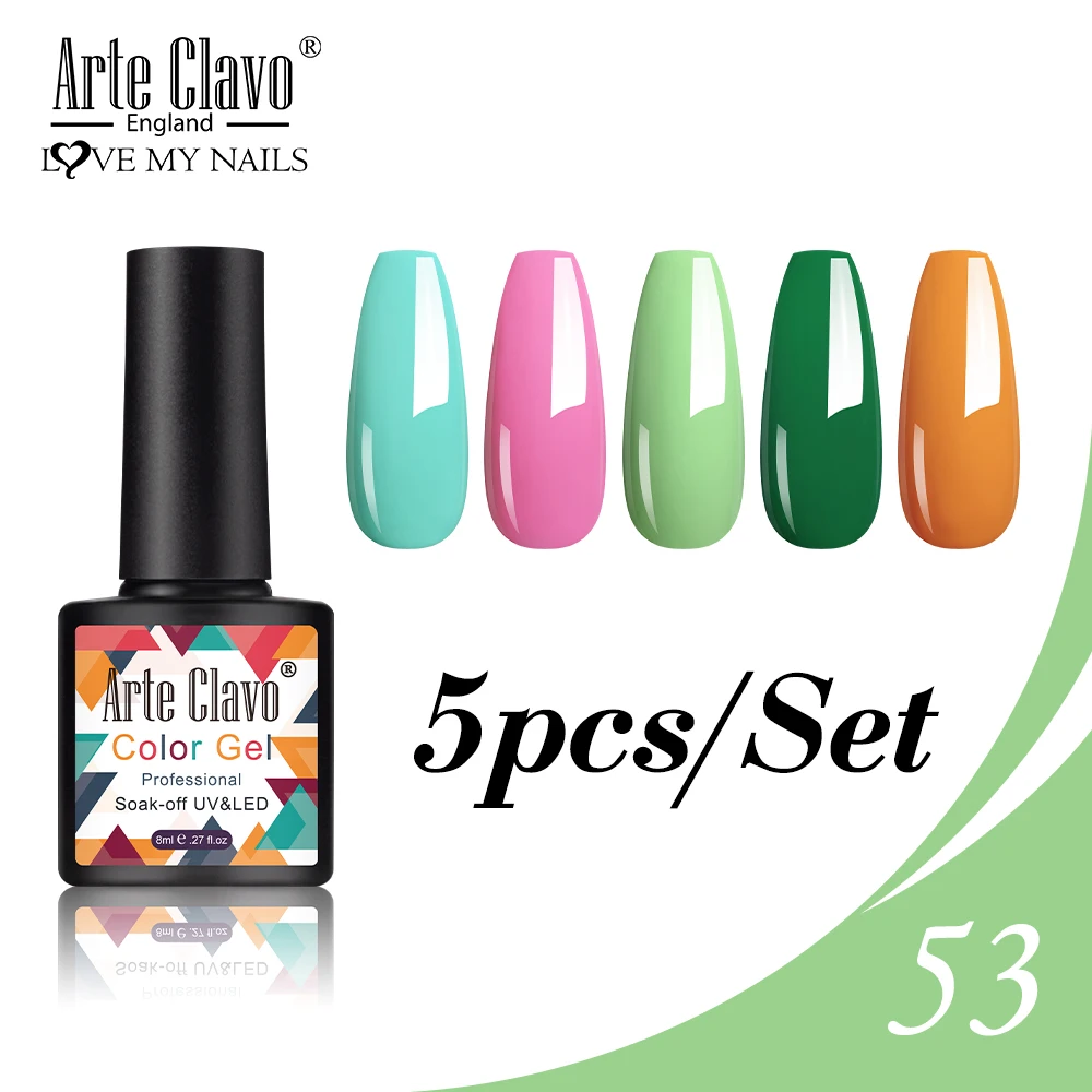 Arte Clavo-Verhéritage à Ongles Gel Hybride pour Manucure, Couche de Base et de Finition, Apprêt UV Semi-continu, 5 Pièces/Ensemble