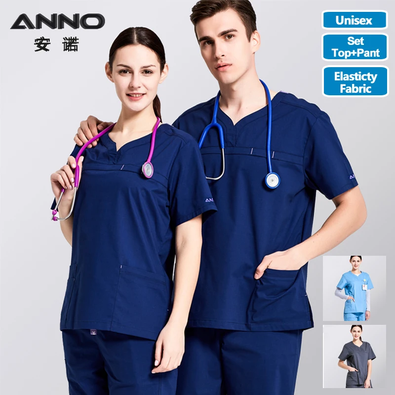 ANNO-Uniformes de Soins Infirmiers en IQUE dex artificiel astique, Cliniques Imbibées, Vêtements d'Hôpital pour Femme et Homme, Vêtements Respirants pour Grill, Vêtements de miles et de Santé