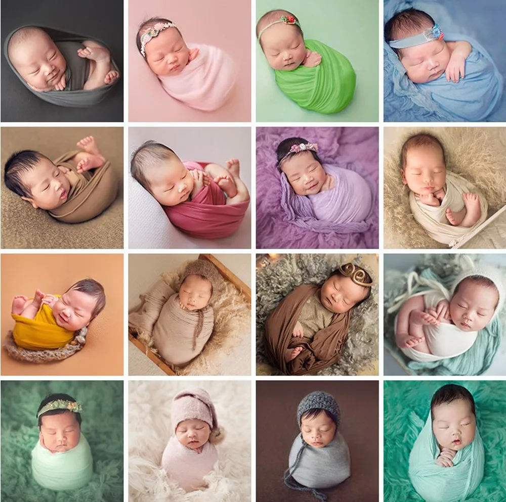 150*170CM Big Size Baby Photography Backdrop Strong Stretch Solid Color Infant Photo Shoot Background Cloth Soft Skin-friendly