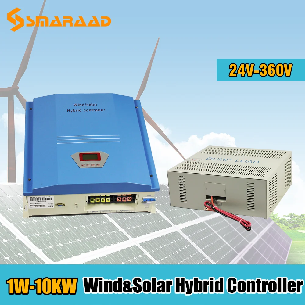 1000w 5000w 10KW 48V 120V 220V 240V DC Hybrid Solar PWM Controller Wind Turbine Generators With Dumpload  Input Voltage LCD