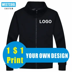 Stand-up Collar Zipper Jacket Custom Logo Men Tops Embroidery Patterns High Quality Autumn Winter Jacket Clothing WESTCOOL