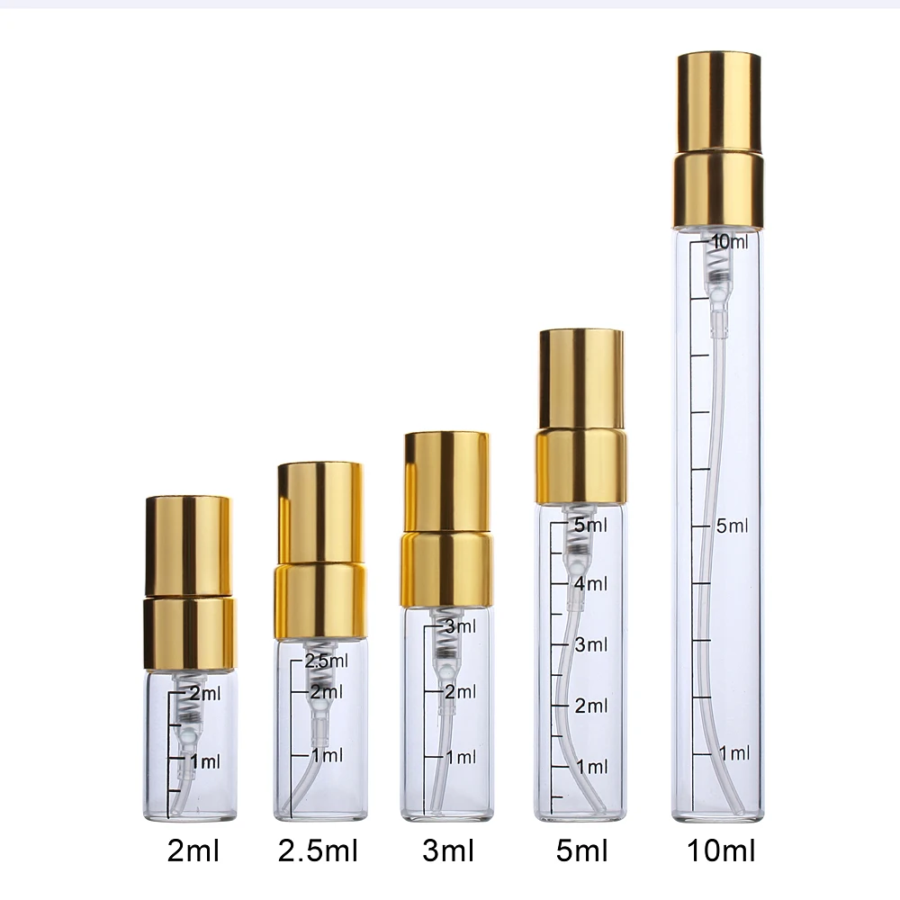 50 Teile/los 2ml 3ml 5ml 10ml Tragbare Aluminium Spray Flasche Kosmetische Behälter Für Reise Flasche Zerstäuber