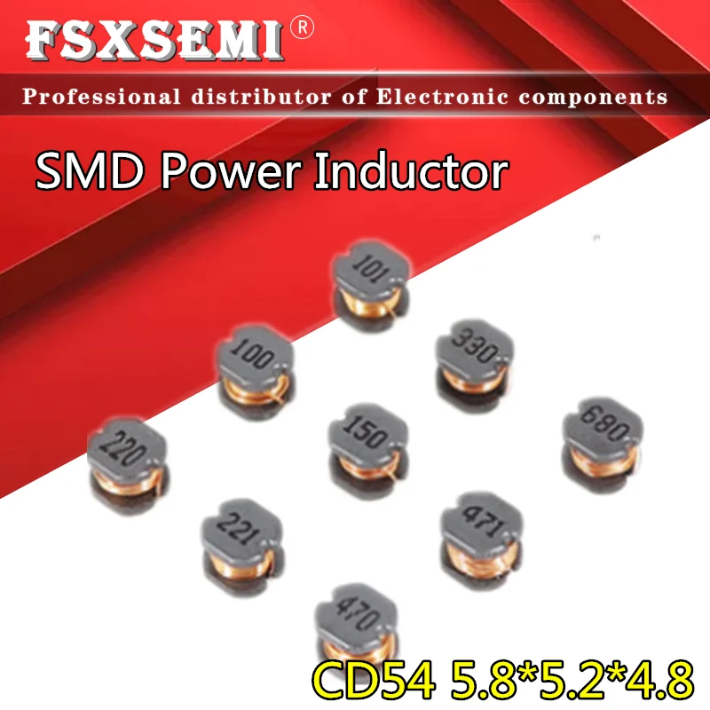 20pcs CD54 SMD power Inductor 1R0 1R5 2R2 3R3 4R7 6R8 1UH 100 150 220 330 470 680 101 151 221 331 471 681 102 152 222 332 472