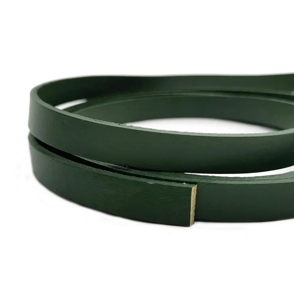 AaaZee 10mmx2mm Dark Olive Green Flat Real Leather Band Strip for Jewelry Making Cow Hide Genuine Leather Belt 10mm