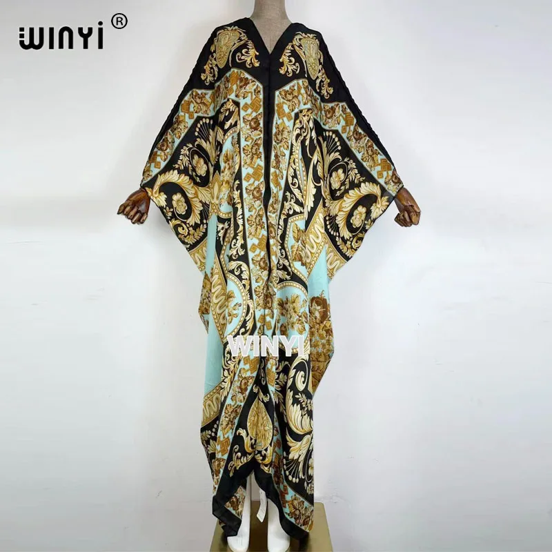 

High-quality WINYI vestidos de fiesta Bahrain boho dress Color Print Bohemia Loose Elegant party Muslim العبايات Robe Gowns