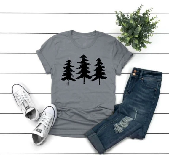 

Забавные стильные праздничные топы со слоганом с круглым вырезом, винтажные Модные топы унисекс, тройник с деревьями, футболки с рождественскими елками, топы