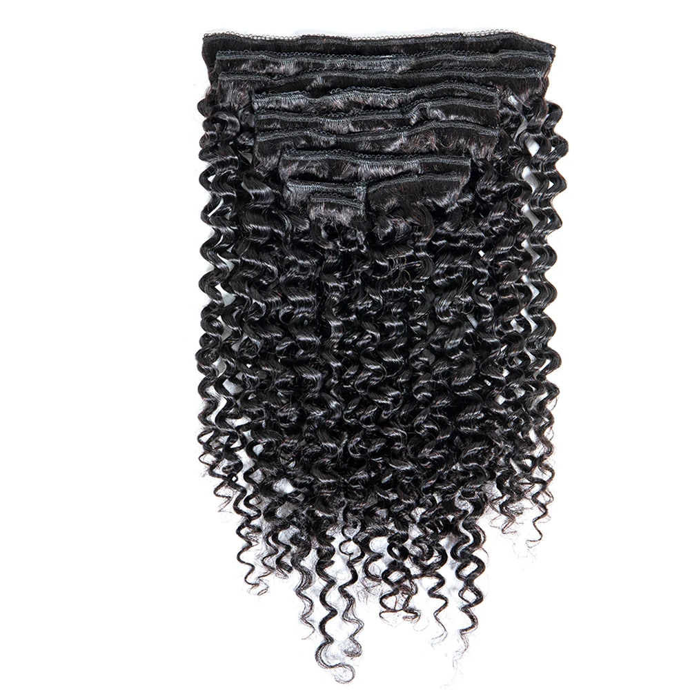 Tinashe Beauty  Kinky Curly Clip In Human Hair Extensions For Black Women Brazilian 4C Kinky weave Clipins Natural Black 8 pcs