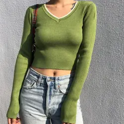 Vintage shirts for womens tops and blouses korean fashion long sleeve crop top woman sweaters patchwork top designer clothes