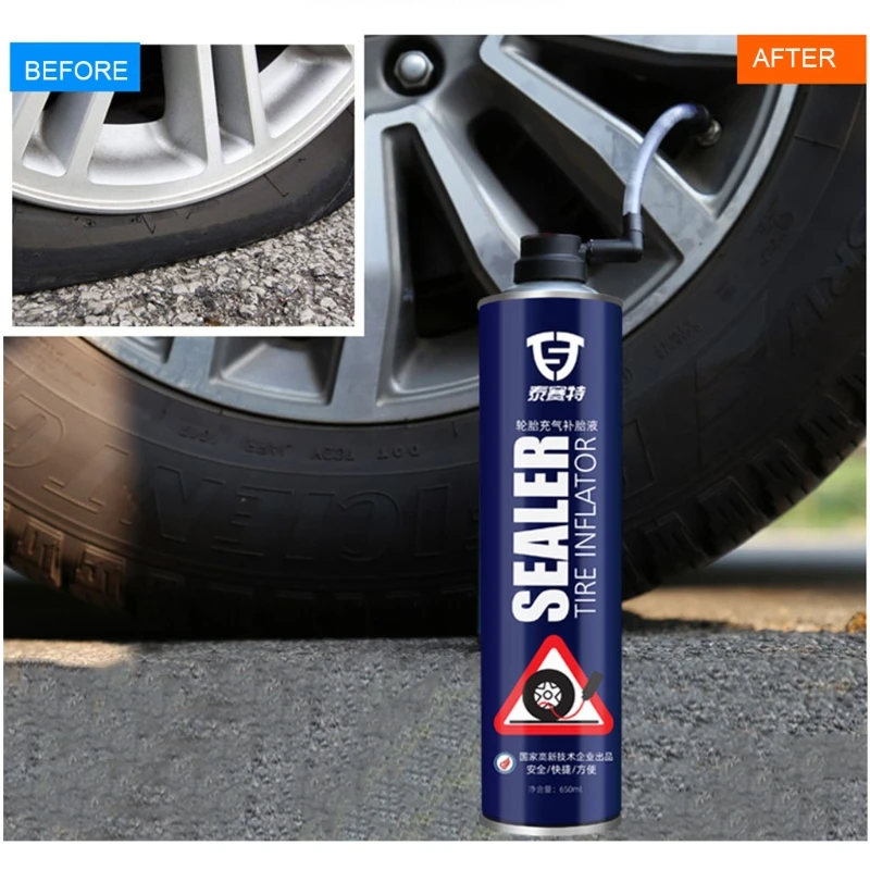 Tire Sealant Instant Fixes Vacuum Tire Easy Hose Tire Inflator Air Filler Sealant for Car 200ml/450ml/650ml