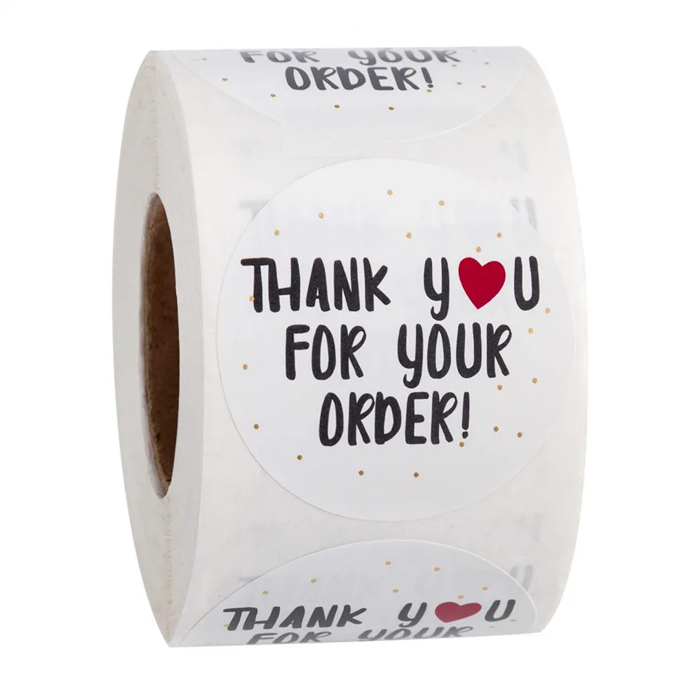 "Dank U Voor Uw Bestelling" Ronde Sticker Winkel Gift White Label Briefpapier Handgemaakte Sticker Envelop Seal Candy Gift doos Sticker